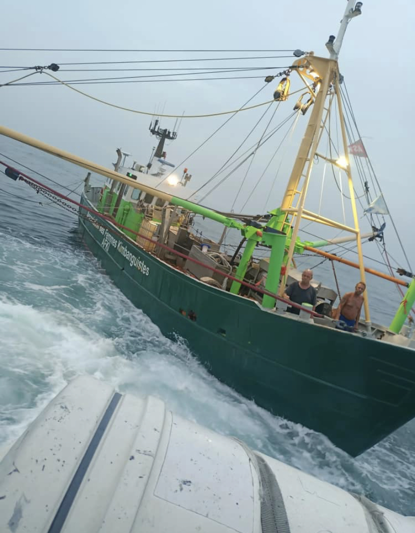 Nigerian Navy ship DORINA rescues a Cameroonian drifting fishing Vessel AFKI17 nautical miles