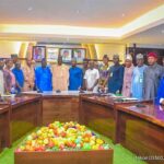 The Minister of State for Agriculture and Food Security, Sen Dr Aliyu Sabi Abdullahi (Centre) and  Committee Members during the inauguration.