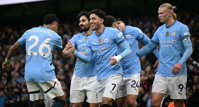 Manchester City's Omar Marmoush scored his first Manchester City hat-trick. AFP