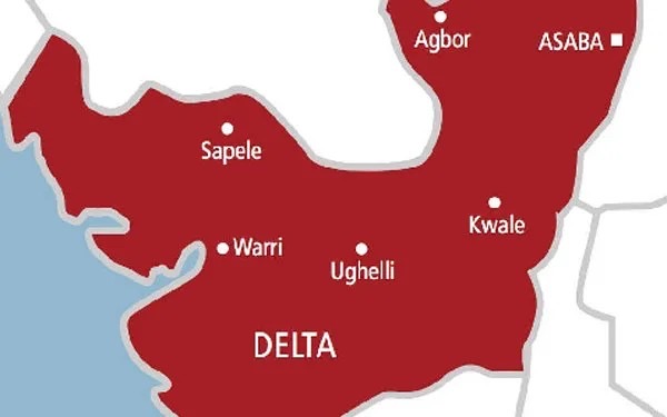 Map of Delta State spotting near by towns the rural roads are to be built.