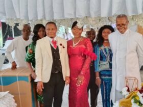 Newly wedded couple Mr. & Mrs Abraham Udoh and Sir Chukwuma -Machukwu Ume SÀN (right)