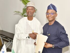 Right: Director-General, Bureau of Public Procurement (BPP), Dr. Adebowale A. Adedokun, FCIPS, FCILT, FMS and the President, Institute of Chartered Accountants of Nigeria (ICAN) , Mallam Haruna Nma Yahaya mni, Ph.D, FCA after the signing of the MoU between the Bureau and ICAN in BPP office in Abuja