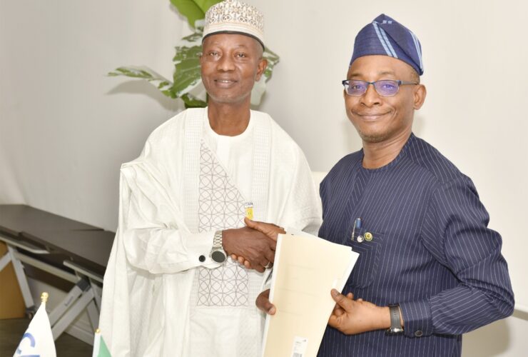 Right: Director-General, Bureau of Public Procurement (BPP), Dr. Adebowale A. Adedokun, FCIPS, FCILT, FMS and the President, Institute of Chartered Accountants of Nigeria (ICAN) , Mallam Haruna Nma Yahaya mni, Ph.D, FCA after the signing of the MoU between the Bureau and ICAN in BPP office in Abuja