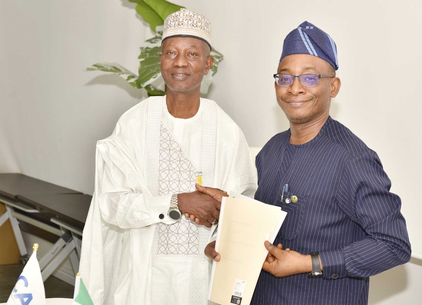 Right: Director-General, Bureau of Public Procurement (BPP), Dr. Adebowale A. Adedokun, FCIPS, FCILT, FMS and the President, Institute of Chartered Accountants of Nigeria (ICAN) , Mallam Haruna Nma Yahaya mni, Ph.D, FCA after the signing of the MoU between the Bureau and ICAN in BPP office in Abuja